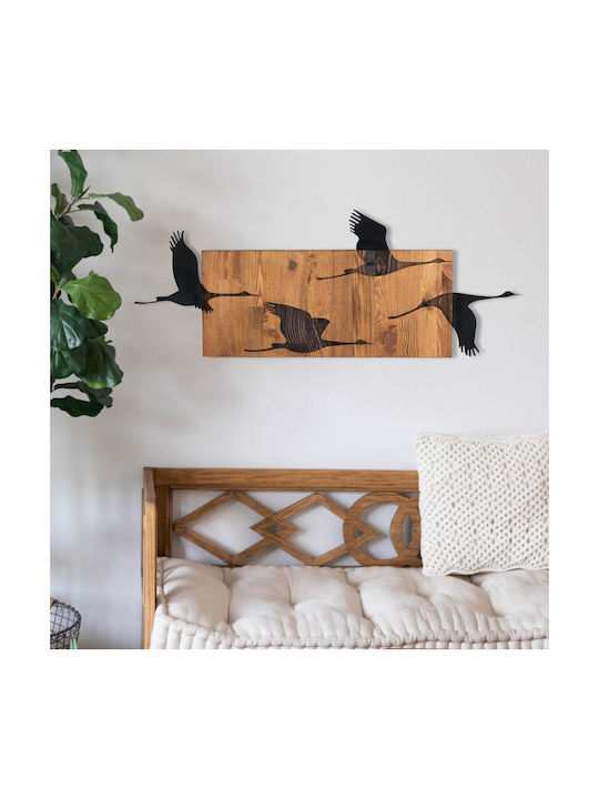 Homemarkt Wall Decor Birds Hm4812-leaves Metal Black-wood 90.5x3 Depth X34 5pcs