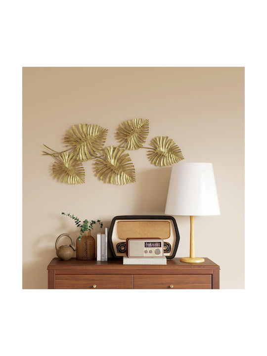 Homcom Metallic Gold Wall Decor 5 Monstera Leaves Including Mounting Accessories 83x2.5x39 cm 83c-161v00gd
