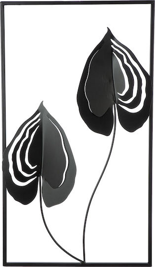 Embossed Wall Decor Leaf Pattern Metallic Black 2 Variety 30x2x55cm 30x2x55cm 4063387622209