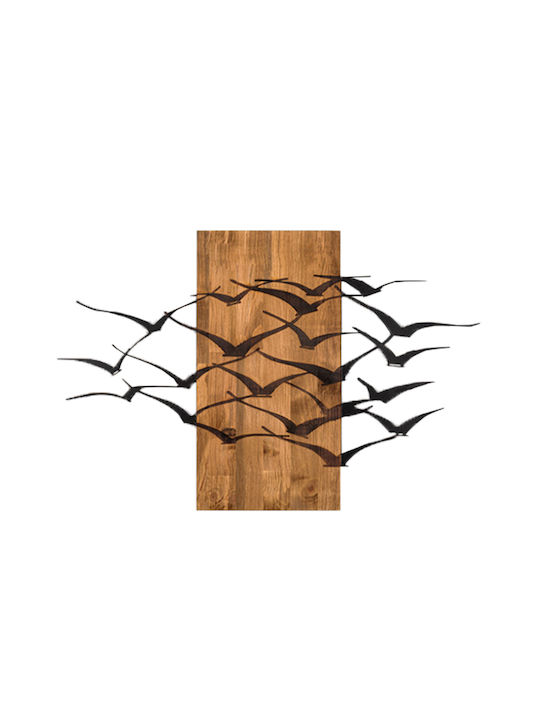Homemarkt Wall Decor Birds Hm4805-metal Leaves Black-wood 86x3 Depth X58height