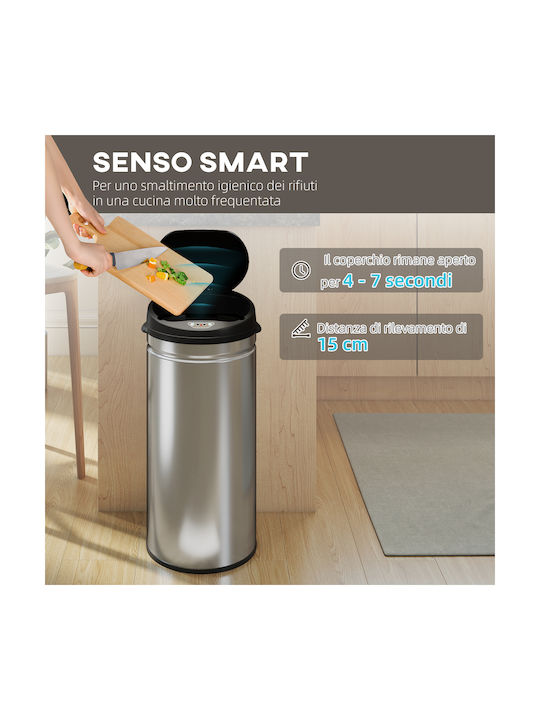 HomCom Waste Bin from Stainless Steel with Sensor Black 42lt