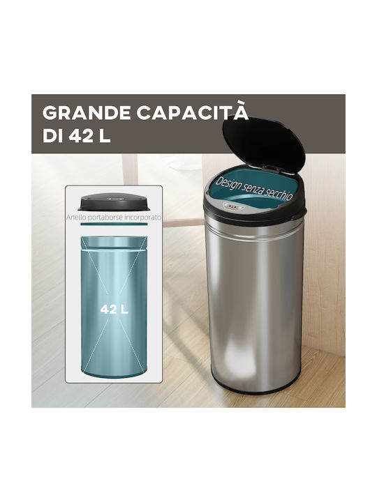 HomCom Waste Bin from Stainless Steel with Sensor Black 42lt