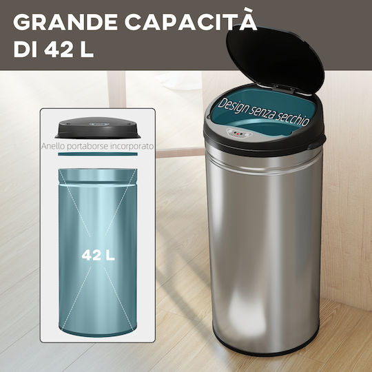 HomCom HomCom Mülleimer aus Inox mit Sensor 42l Silber