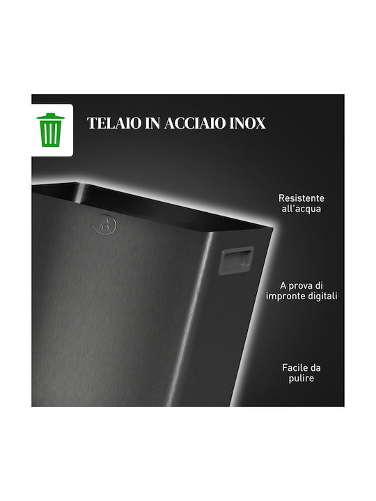 HomCom Waste Bin Recycling made of Stainless Steel Black 15lt 1pcs