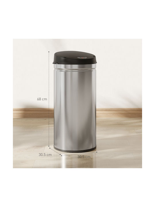 HomCom Waste Bin from Stainless Steel with Sensor Black 42lt