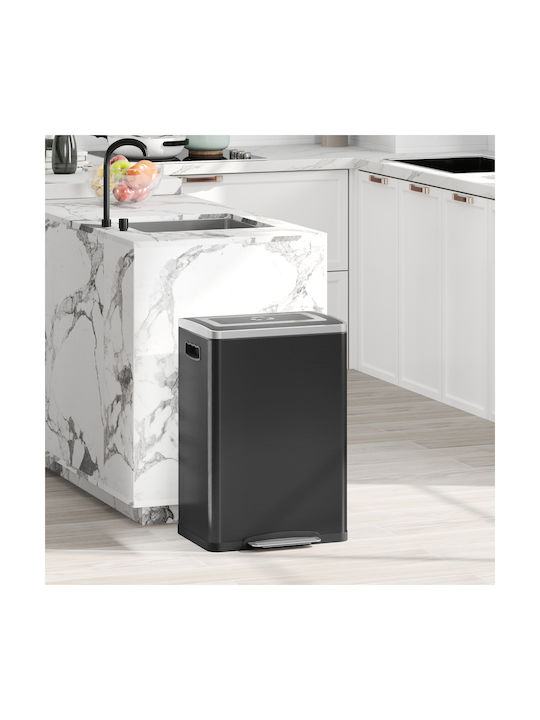 HomCom Waste Bin Recycling made of Stainless Steel Black 20lt 1pcs