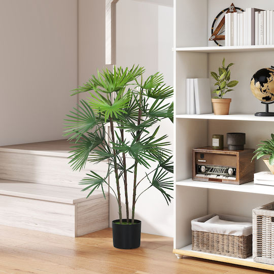 Homcom Artificial Palm Tree 90 cm 24 Green Plastic Leaves Pot Diameter Ø16.5x13.5 cm 830-984v00gn