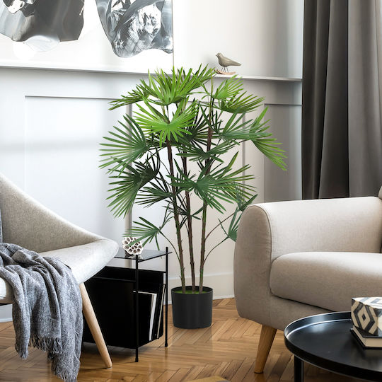 Homcom Artificial Palm Tree 90 cm 24 Green Plastic Leaves Pot Diameter Ø16.5x13.5 cm 830-984v00gn