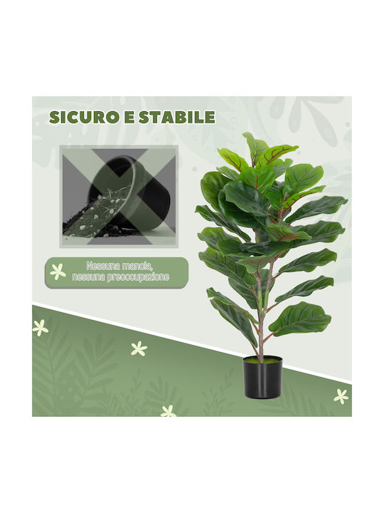 Homcom Artificial Plant Ficus Lyrata Height 80 cm Indoor Spaces Pot Decoration Home Office Green 83c-056v00gn