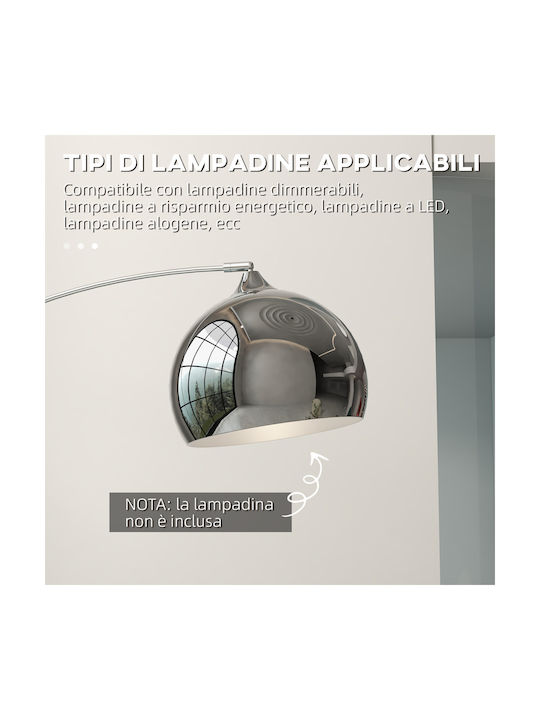 HomCom Vintage Floor Lamp with Socket for Bulb E27 Silver