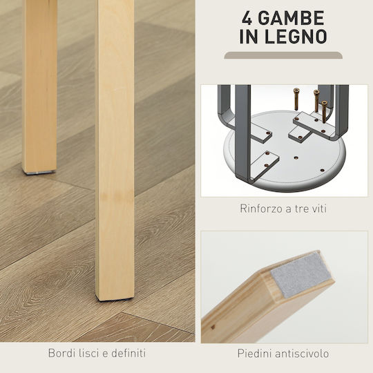 Stool For Kitchen Upholstered with Fabric Haki 4pcs