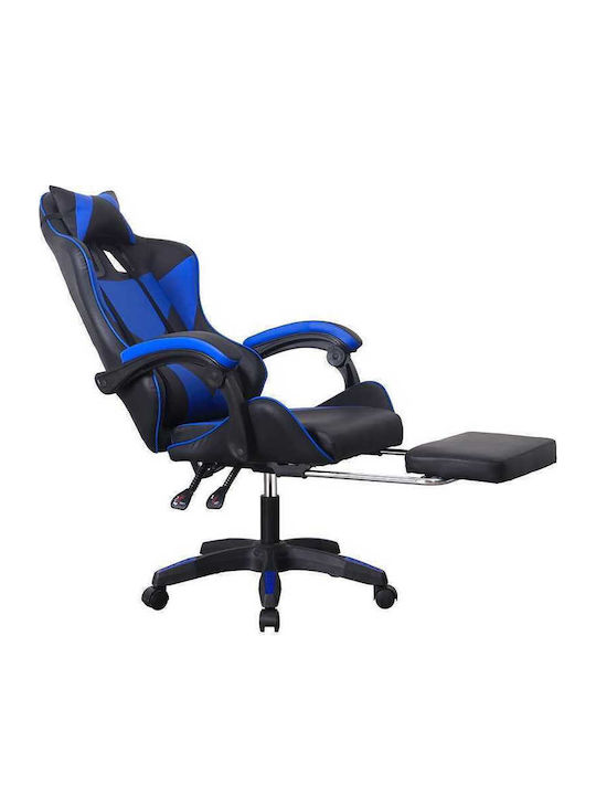 Καρέκλα Gaming Δερματίνης με Υποπόδιο Μπλε