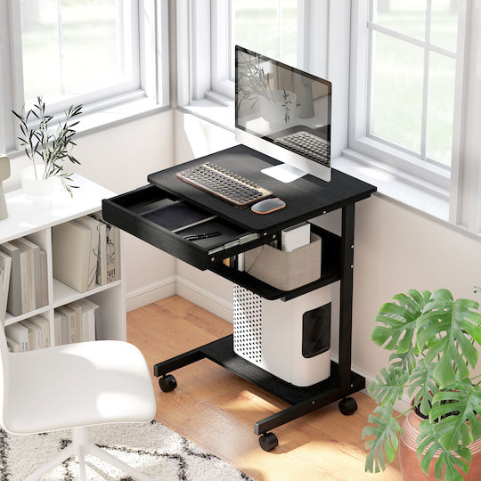 Computer Office Wooden Black with Metal Legs 56x51x79cm