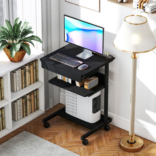 Computer Office Wooden Black with Metal Legs 56x51x79cm
