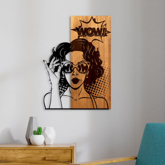 Homemarkt Διακοσμητικο Τοιχου Οψη Γυναικας Hm4758-φυλλα Μεταλλου Μαυρα-ξυλο 42x3 Βάθος X58υεκ