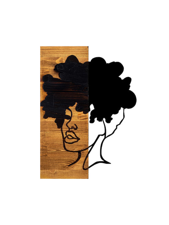 Homemarkt Wall Decor Woman Figure Hm4750-metal Leaves-wood 35x3 Depth X50cm