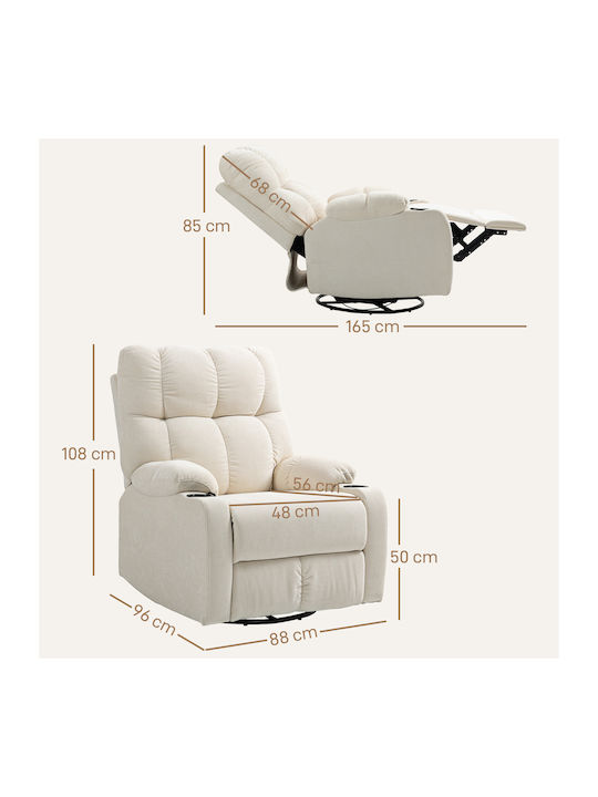 Fotoliu Relax Rotativ cu Puf Bej 88x96x108cm