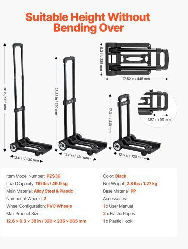 Vevor Lifting & Pulling Equipment Cart Black