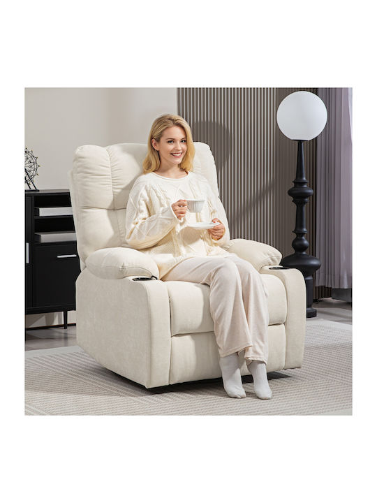Fotoliu Relax Rotativ cu Puf Bej 88x96x108cm