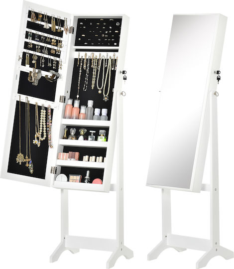 HomCom Floor Mirror with White Wooden Frame