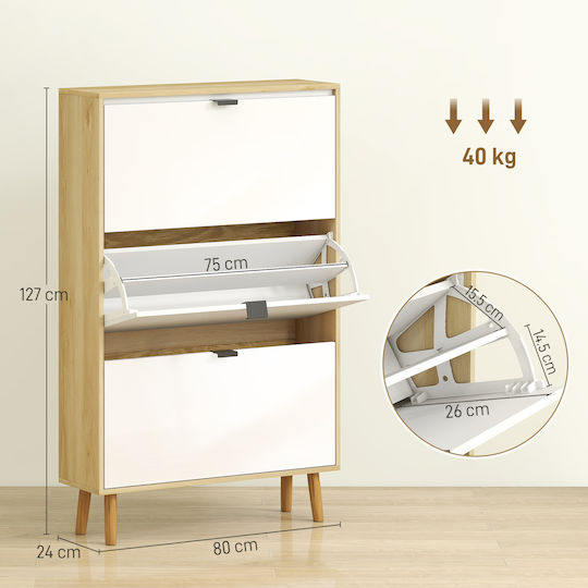 Holz Schuhschrank 80x24x127cm