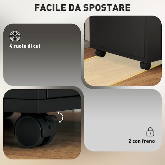 Office Storage Chipboard Cabinet with Lock & Drawers Black Velvet-Black Metal L40xW35xH60cm