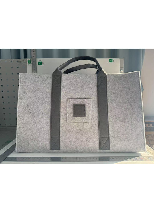 Fabric Basket Wood Storage 50x34x32cm Gray