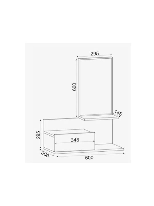 Miranda Entry Furniture with Mirror & Shoe Rack White-oak 60x30x89.5cm