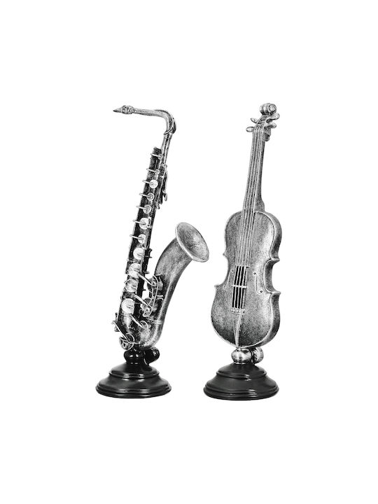 Sculpture Synthetic Resin Silver 2 Variety 15x10x37cm 15x10x37cm