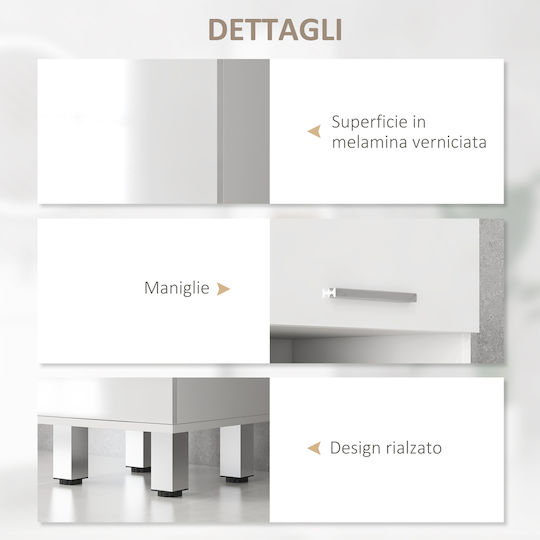 Kleankin Floor Bathroom Column Cabinet L30xD30xH180cm White