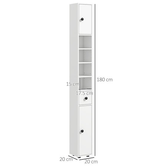 Kleankin Badezimmersäule Boden H20xB20xH180cm Weiß