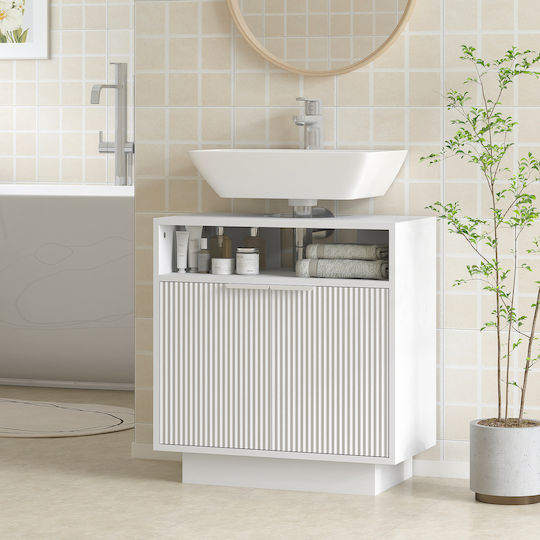 HomCom Πάγκος με Νιπτήρα Μελαμίνη Μ60xΒ33xΥ63cm Λευκό