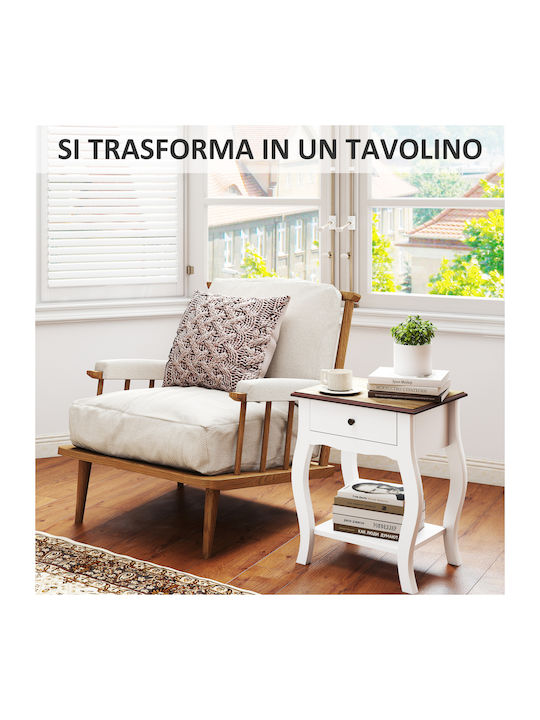 Bedside Table Wooden White 45x35x55cm