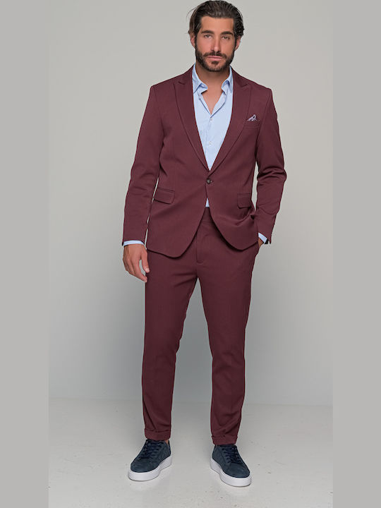 Alessandro Men's Winter Suit Burgundy