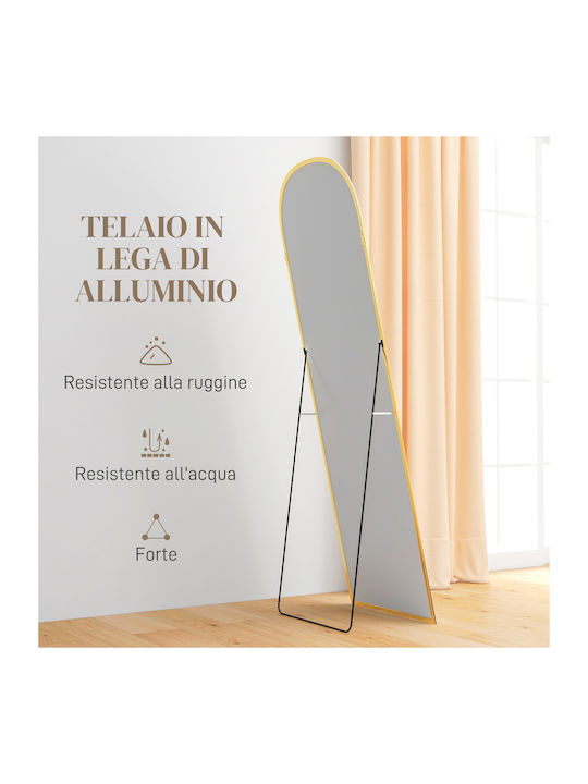 HomCom Arched Floor Mirror with Gold Aluminum Frame 161.5x50cm