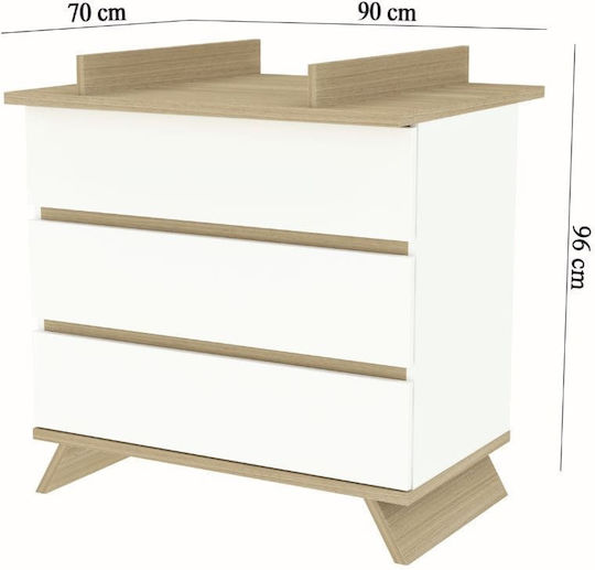 Βρεφική Συρταριέρα με 3 Συρτάρια Λευκή 50x90x88cm