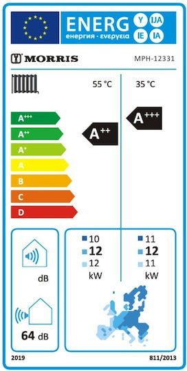 Morris Αντλία Θερμότητας 12kW Μονοφασική 65°C Monoblock