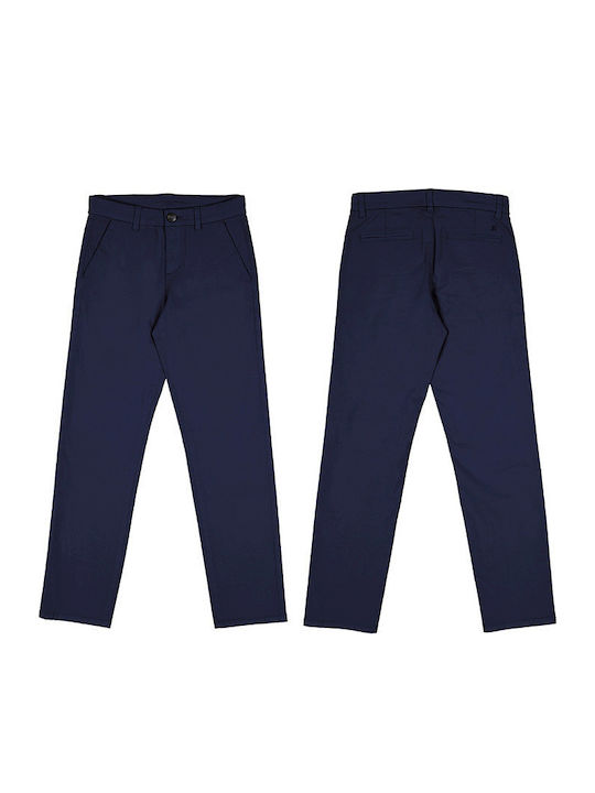 Pantaloni Chino din Material Textil pentru Copii albastru marin Basic