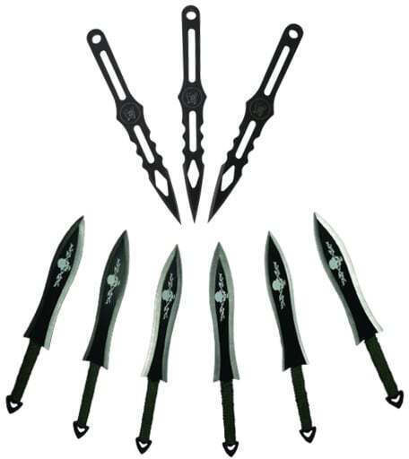 Set 9 Cuțite de Aruncat din Oțel Inoxidabil Negre
