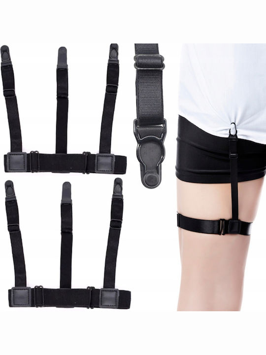 Set 2 Elasticated Shirt Fastening Straps Zola 3 Arms Black