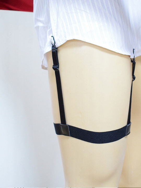 Set 2 Elasticated Shirt Fastening Straps Zola 3 Arms Black