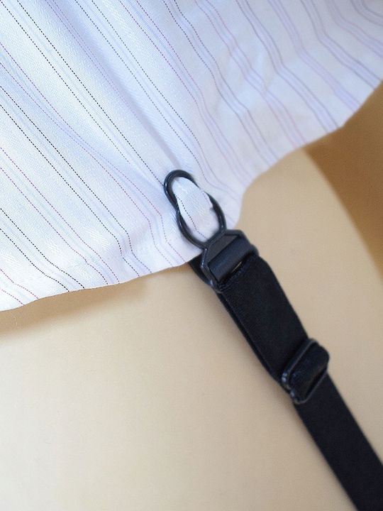 Set 2 Elasticated Shirt Fastening Straps Zola 3 Arms Black