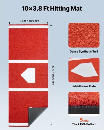 Baseball Mat Vevor 300x116cm Baseball Mat Outdoor Training Red