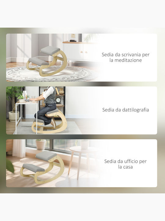 Office Desk Stool with Backrest Gray 55x85x55cm