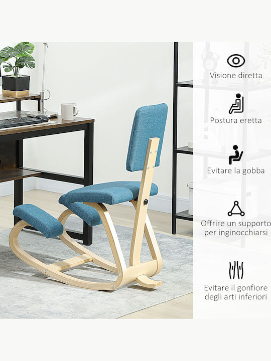 Ergonomischer Büro- und Schreibtischhocker mit Rückenlehne Blau 51x84x93cm