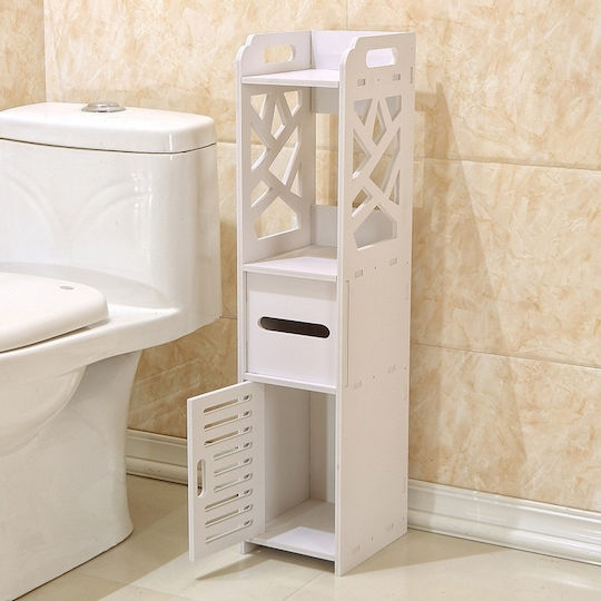 Επιδαπέδια Ραφιέρα Μπάνιου Ξύλινη 80x20x18cm Λευκή