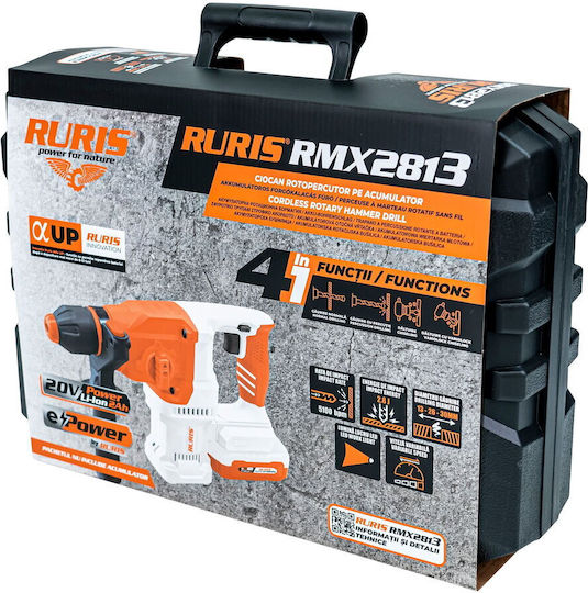 Ruris 2813rmx2024 Excavator Ciocan RoTopercutor Baterie Fără Perii 20 Volt cu Priză SDS Plus
