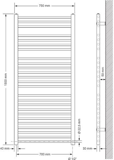 LuxeBath Електрическа закачалка за кърпи 150x75см Бяла