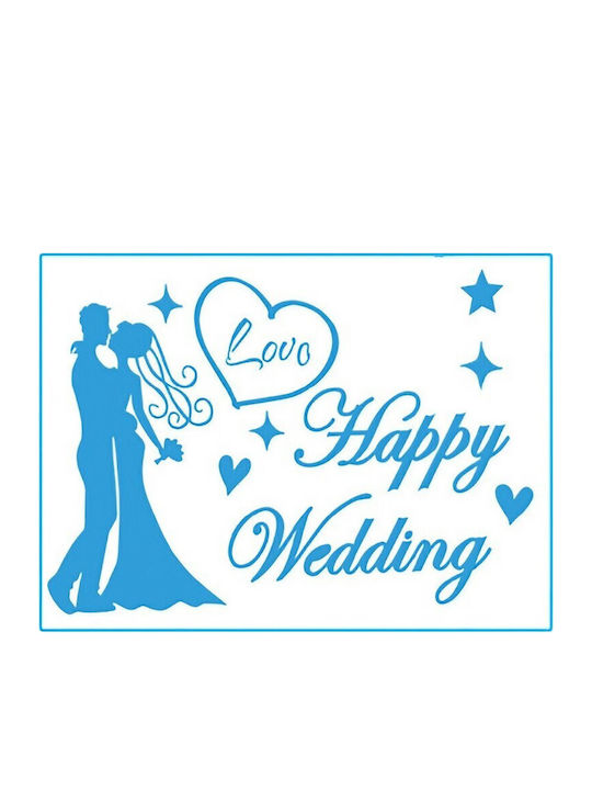 Sticker Klebe Flippy Hochzeitsmotto Glückliche Hochzeit Textdesign 21x29 Cm Blau