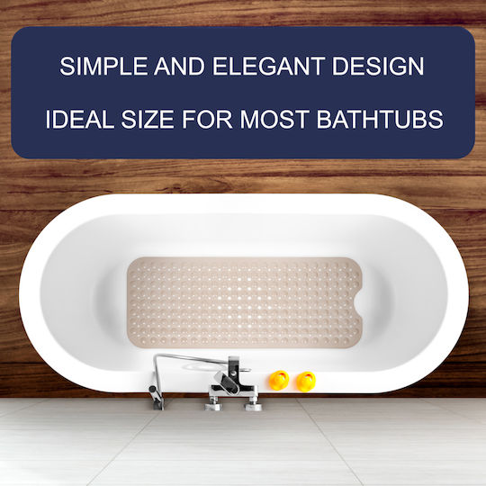 Bathtub Non-slip with Suction Cups Glossy Beige 40x100εκ.